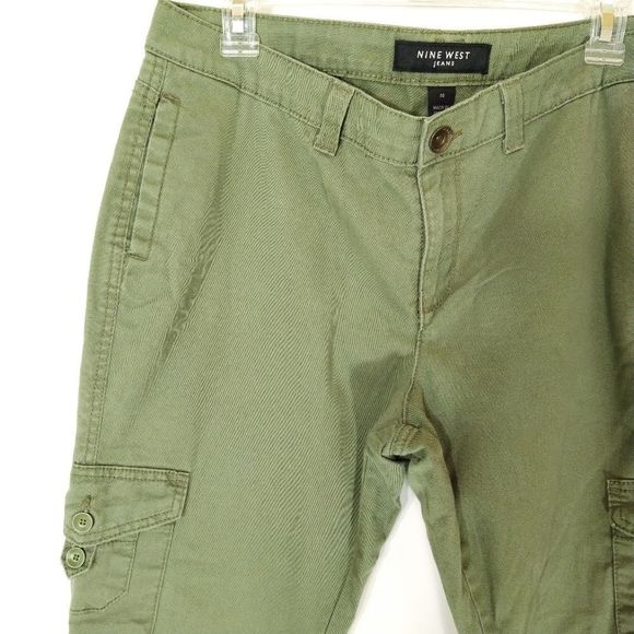 Nine West Jeans Woman's Cargo Army Green Pants 10 - Picture 1 of 8